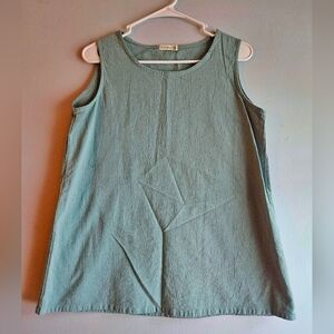 Linen Cotton Blend Teal Tank Top Natural Fibers